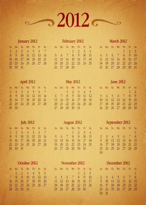 Old Paper 2012 Calendar