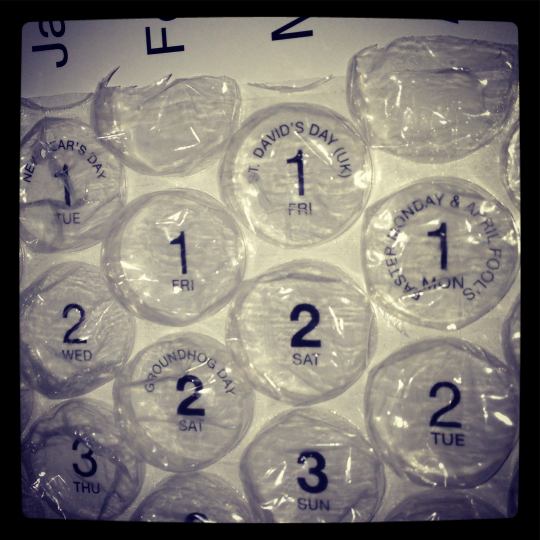 Bubble Wrap Calendar - The Kids Alternate Days (Thanks, Grandma!)