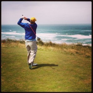 It's tradition at the 16th at Bandon Dunes to offer up a sacrificial ball to the Pacific.