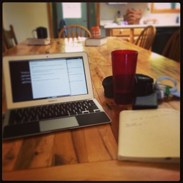 My Office While Writing This Post - Homemade Harvest Table courtesy of Rick Bruyns