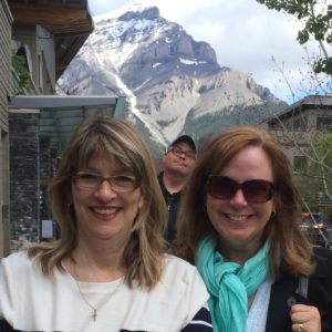 Nancy and Lynn in Banff, photobombed by the boss