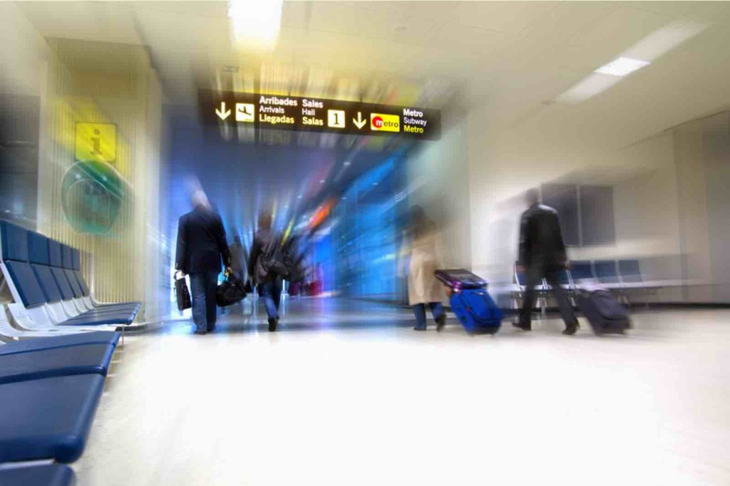 airport travelers motion blur