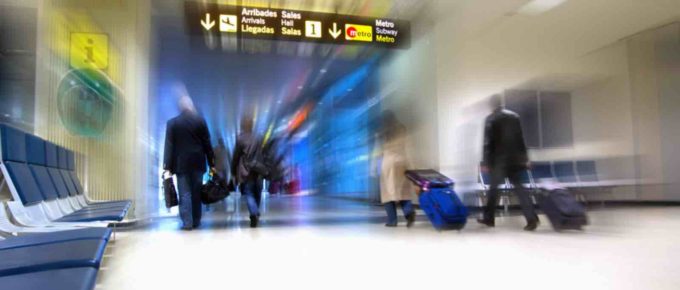 airport travelers motion blur