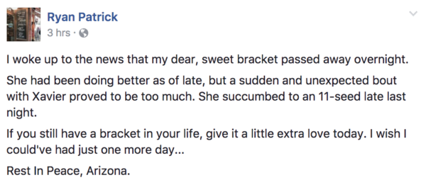 The death of Ryan Patrick's bracket