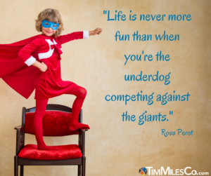 "Life is never more fun than when you're the underdog competing against the giants." Ross Perot
