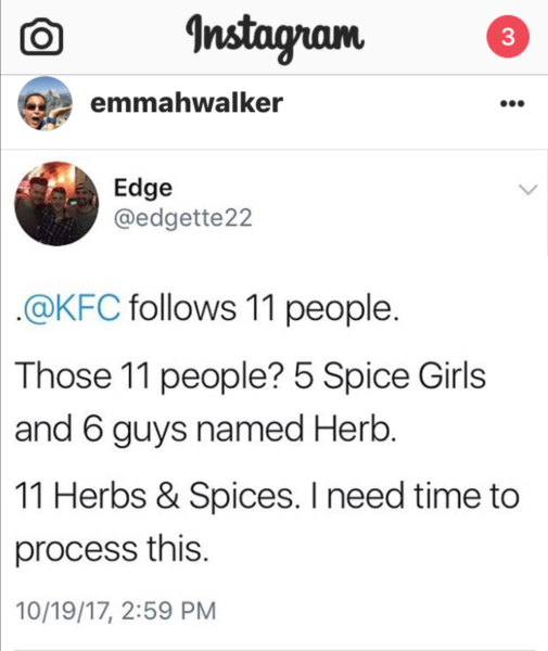 KFC follows 11 people